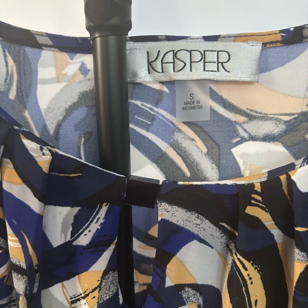 Kasper Tank Layering Blue/Black/Wht/Gold Abstract Women’s S - Picture 3 of 6